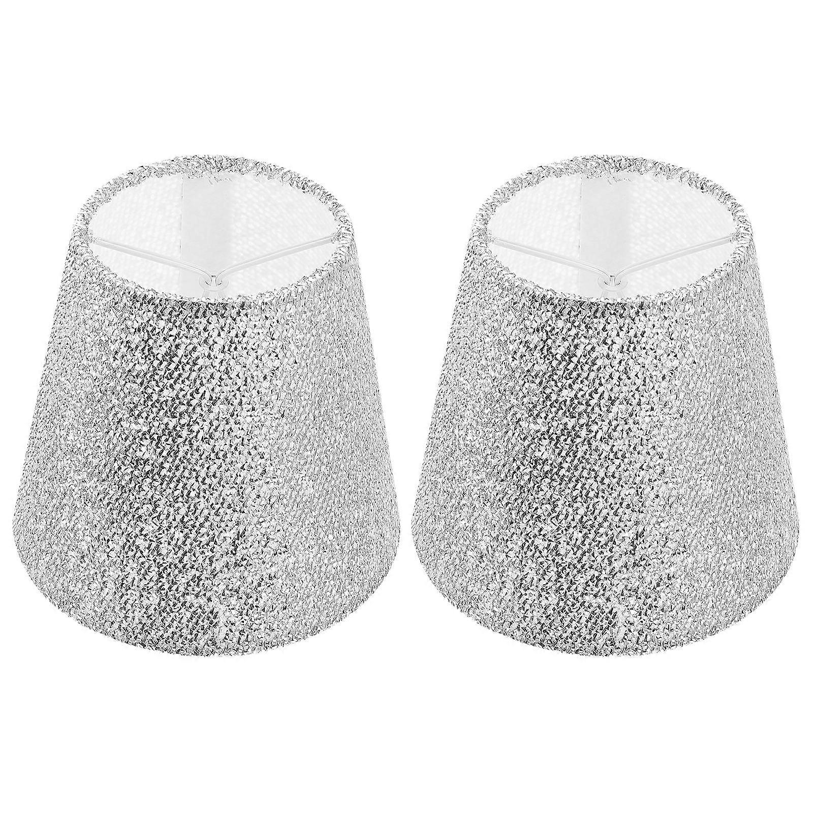 Silver Cloth Lampshade Table Light Shade 2Pcs Light Protector