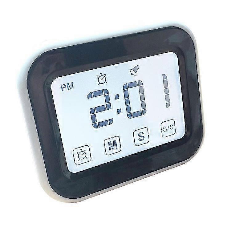 Kitchen timer digital alarm clock, large LCD touchscreen, with night light, suitable for cooking and baking, white.