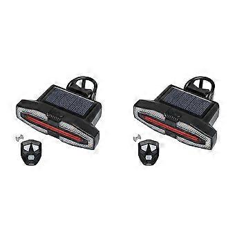 2X Solar Bike Tail Light with Turn Signals Warning USB Rechargeable Bike Lights Wireless Remote Control Bike R No EMO 0827