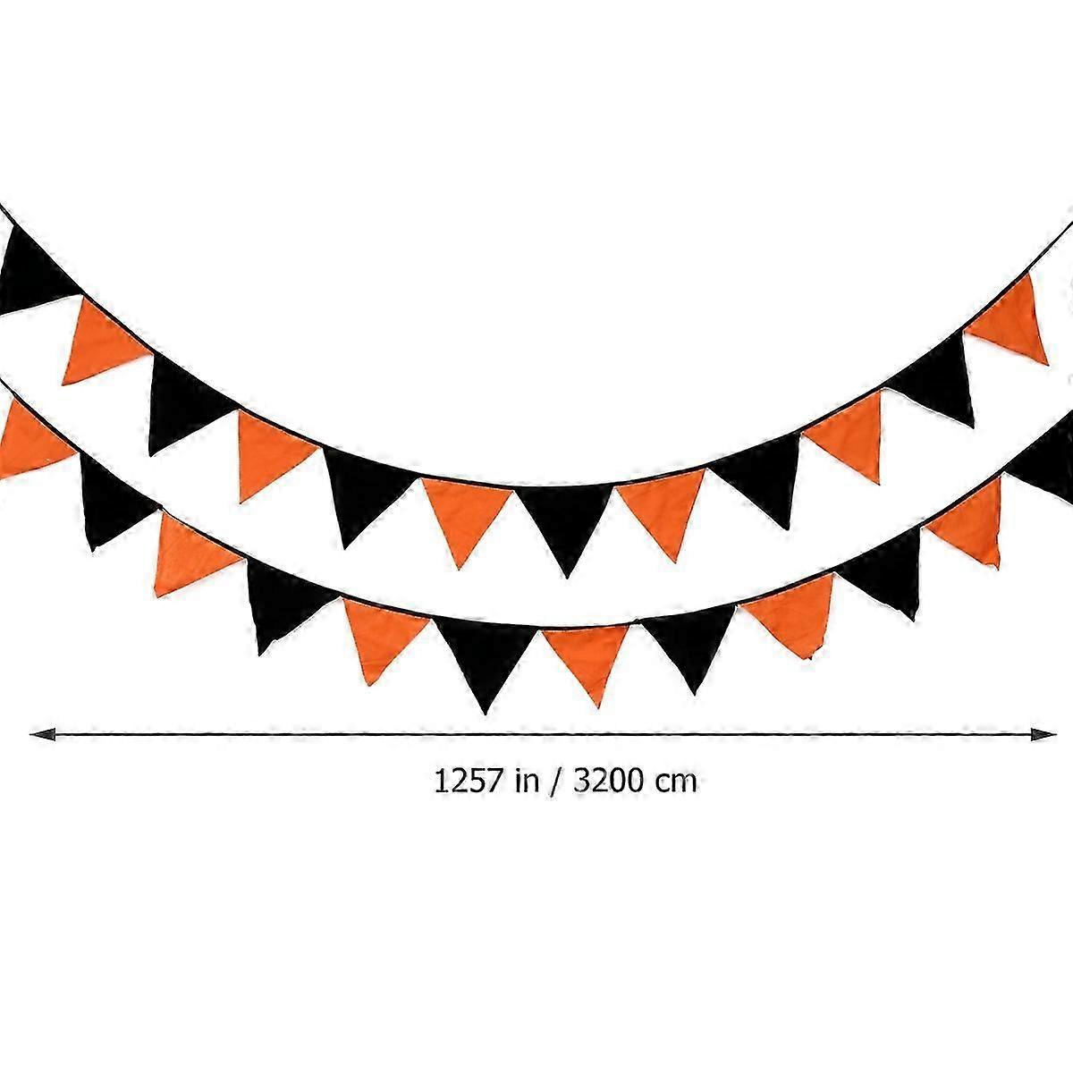 Assorted Color Halloween Cotton Triangular Banner 2Pcs for Wall Hanging