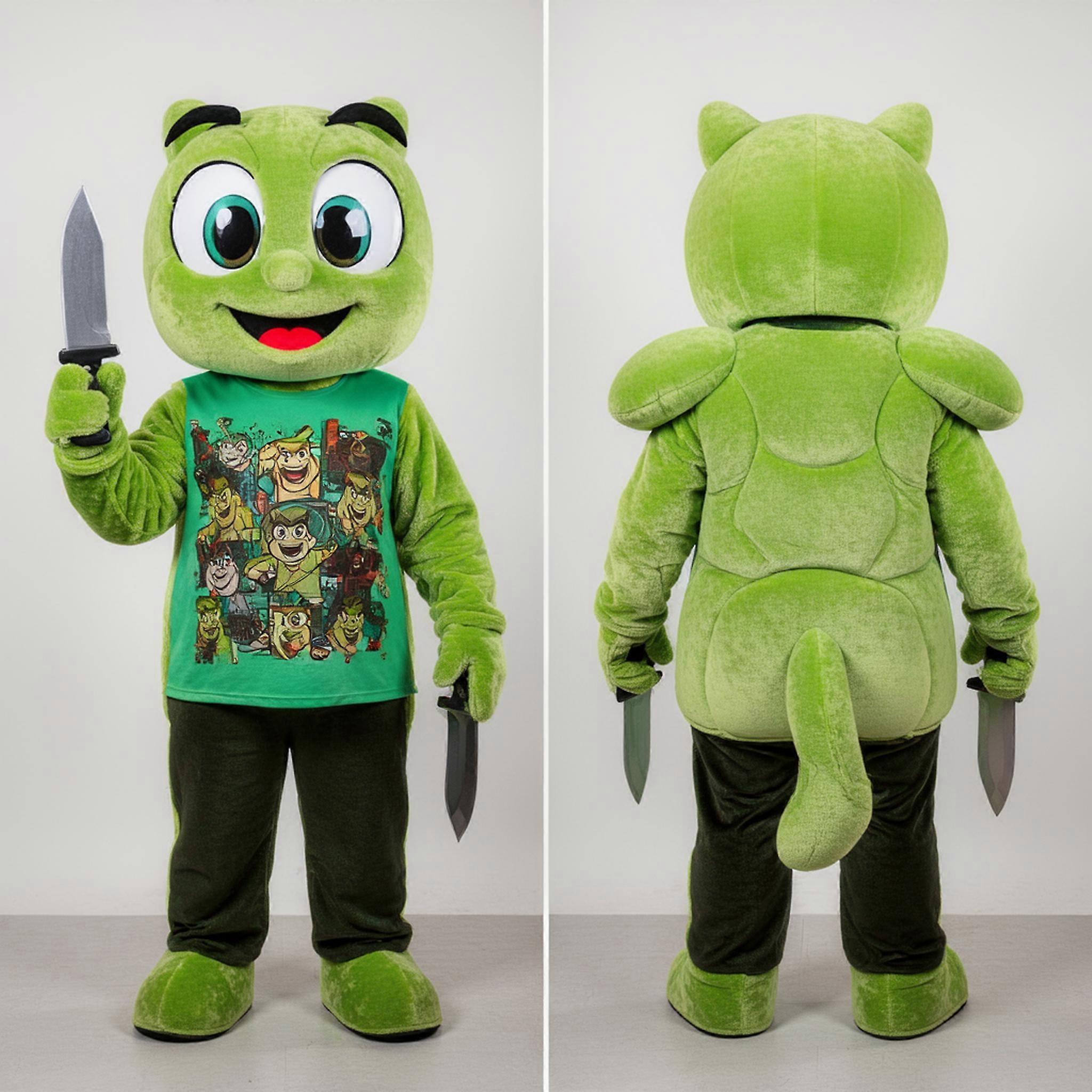 MASTICOT Lime Green Playful Knife Thrower Mascot
