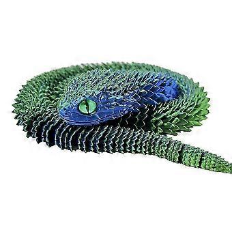 Bewegliche 3D-Schlangenfigur, flexibles, blau-grün verlaufendes Kunststoff-Fidget-Spielzeug, Schreibtischdekoration, Geschenk