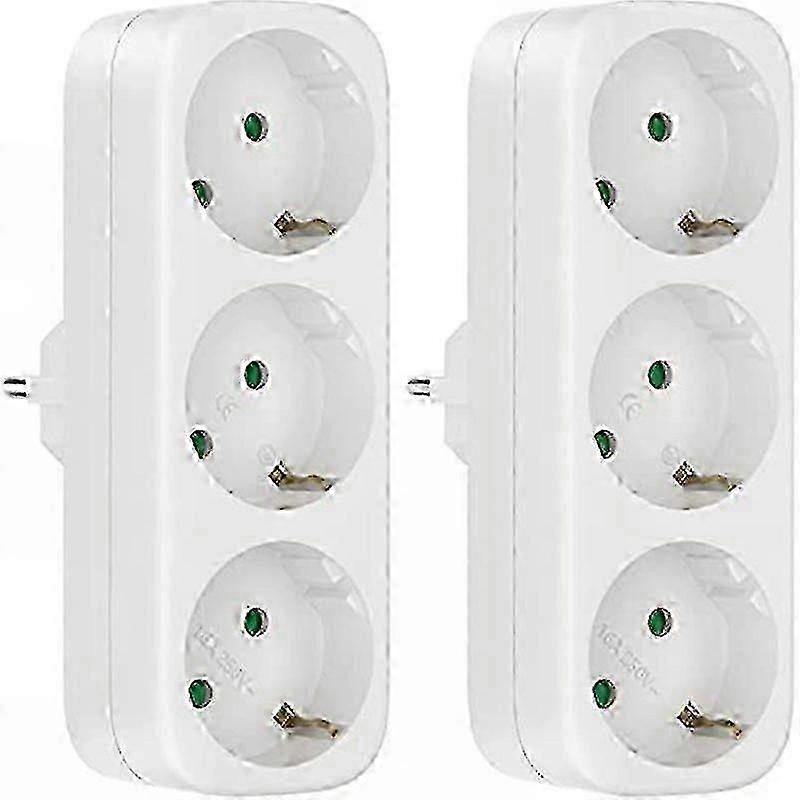 2-Pack Multi-Socket Without Cable, 250V/16A EU Plug Socket Adapter-Good