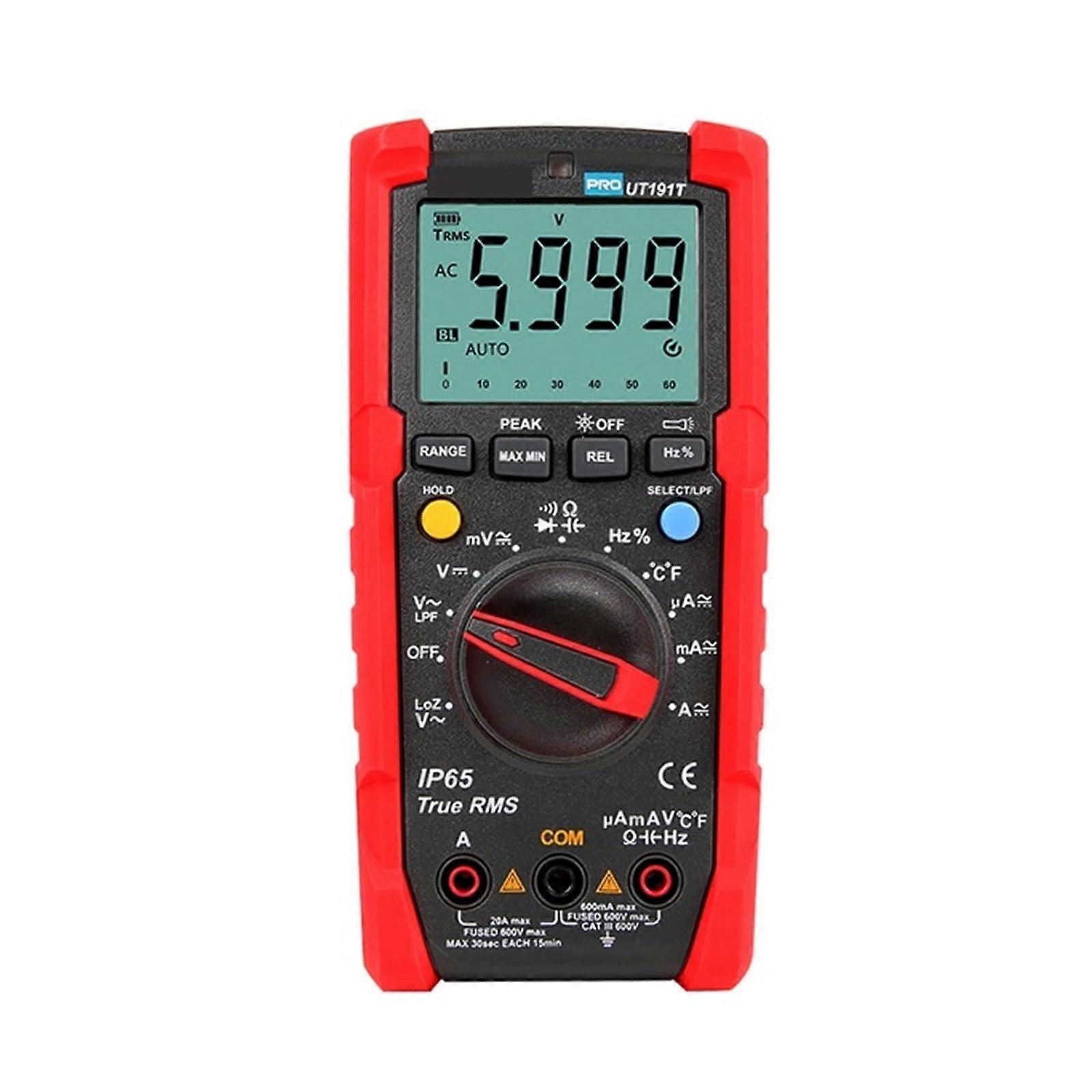 True RMS Digital Multimeter 6000 Count 600V 20A Handheld Auto Range Tester for Electrical