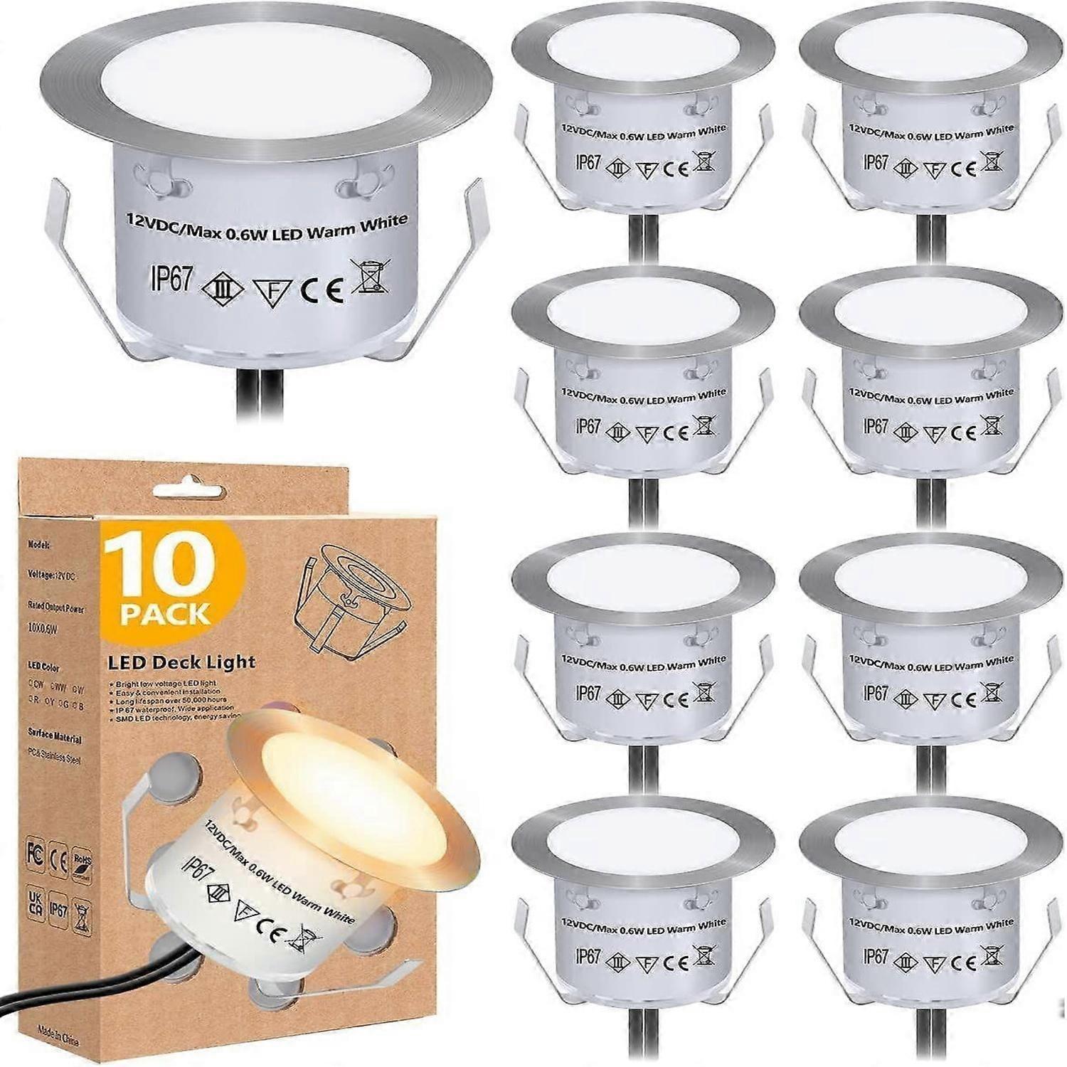 10-Pack Recessed 12V Deck Step Lights