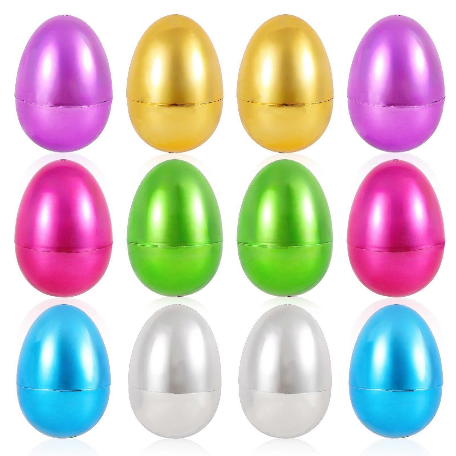 12pcs Golden Easter Eggs, Fillable Plastic Empty Easter Eggs