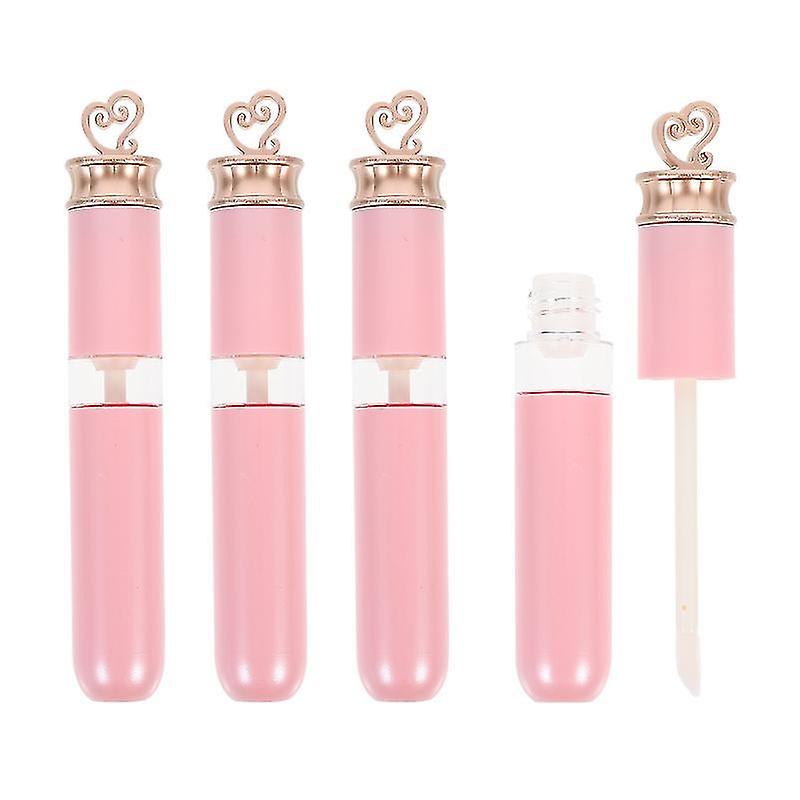11.8X1.5x1.5cm Pink Refillable Makeup Palettes & Cases 4pcs Empty Lip Gloss Bottles Tube Refillable