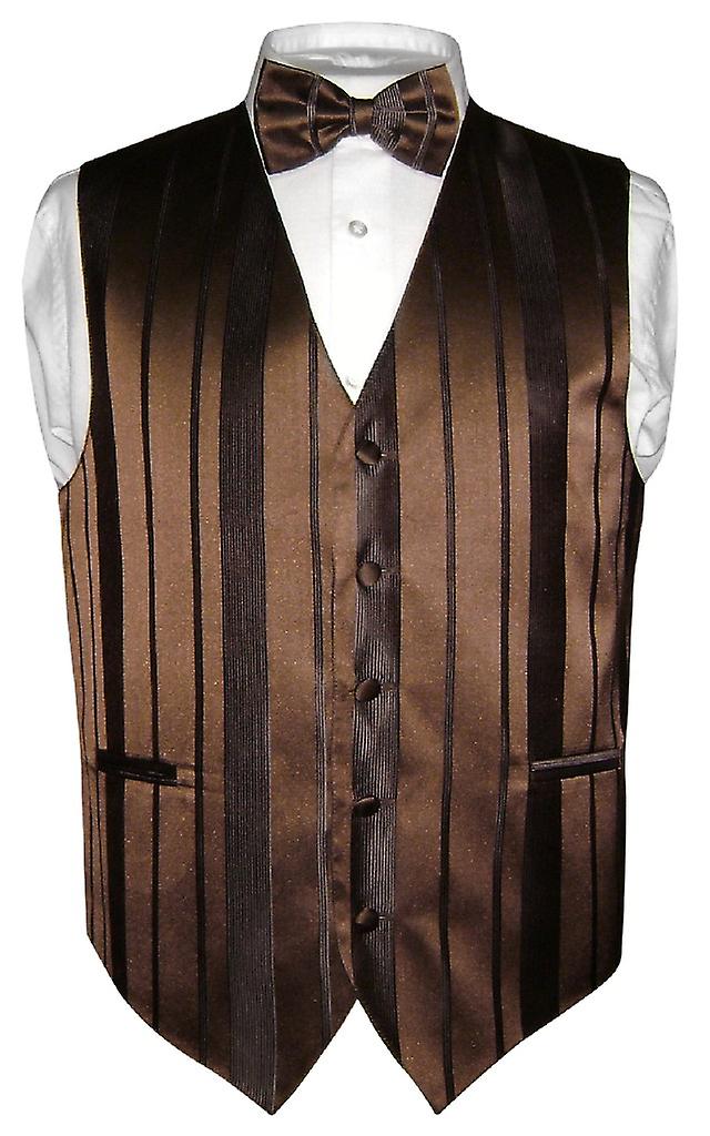 Herren Weste Kleid BOWTie Gewebten Streifendesign Fliege Um Den Hals 