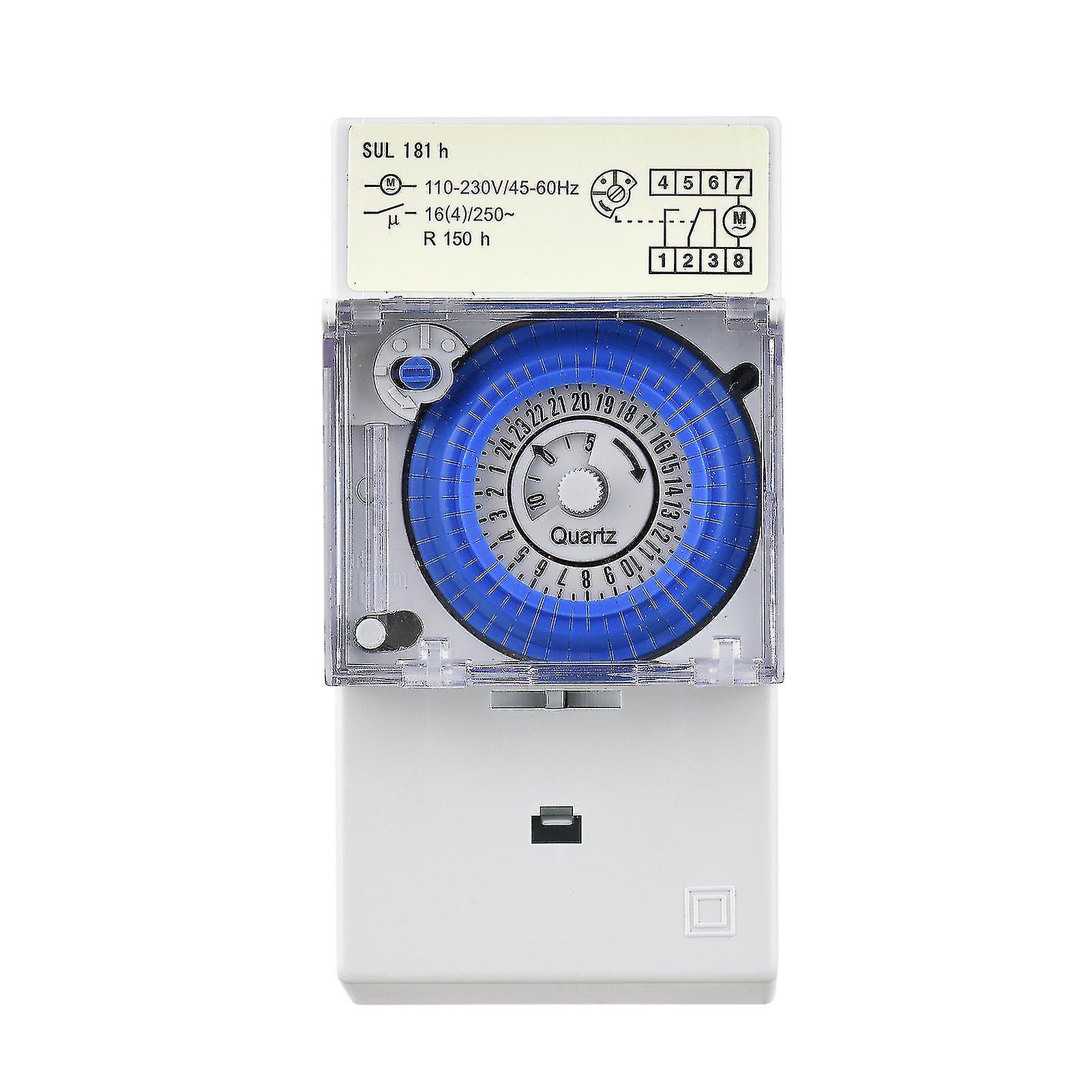 Mekanisk 24 timers timerkontakt Ac 220-240v 15 minutters interval 96 gange tænd / sluk programmerbar elektrisk timer Din Rail Installation Relækontakt