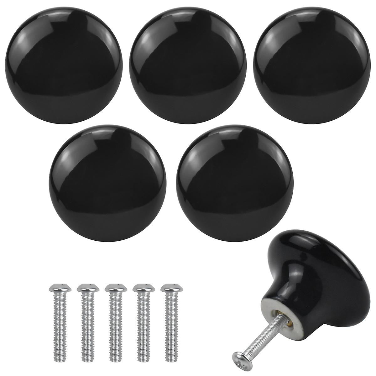 6 Pcs Black Drawer Knobs Mushroom Shape Pull Handle Ceramic