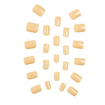 Yellow Solid Color Fake Nails Simple To Use Exquisite Workmanship Nails For Woman Manicure Makeup