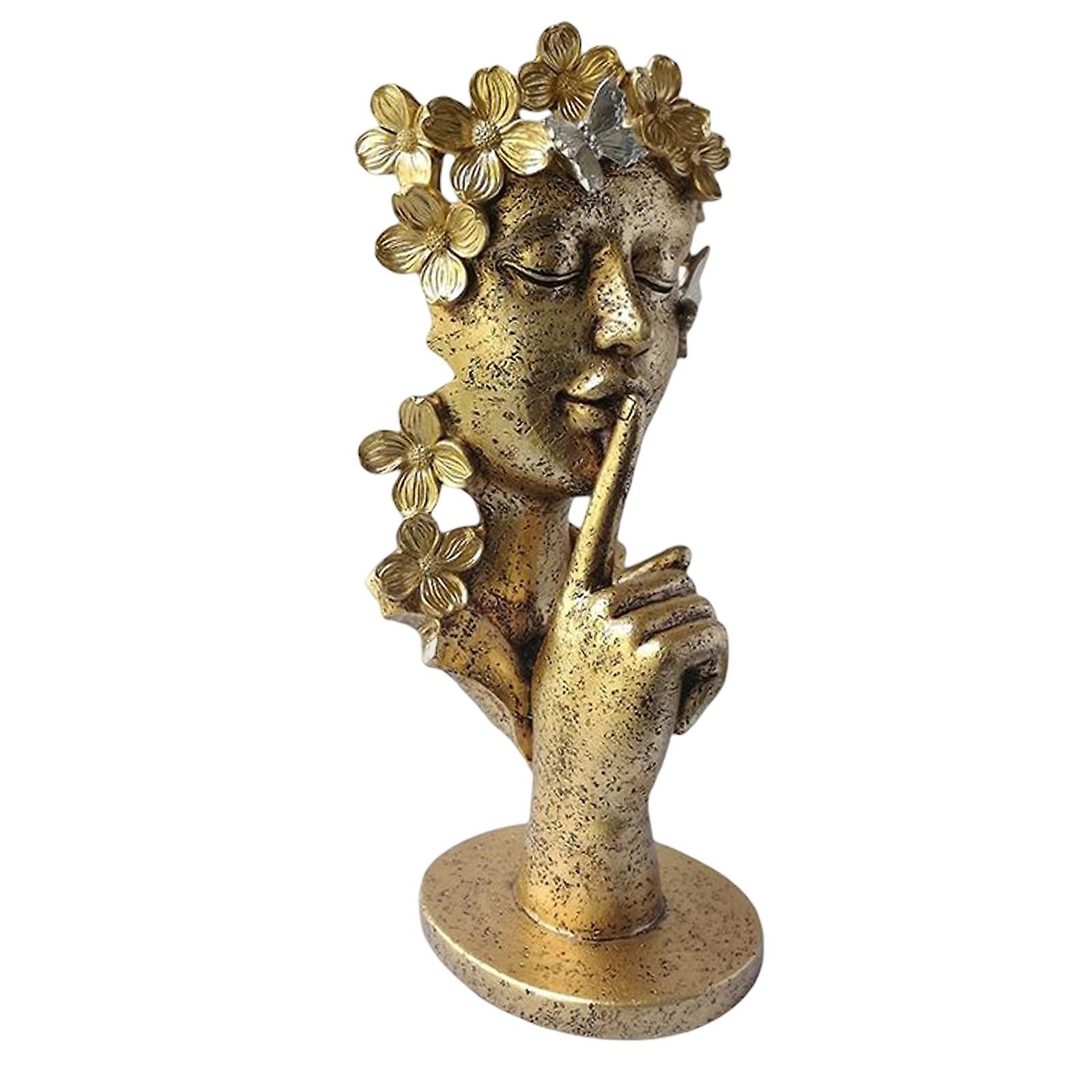 Thinker Statue Half Face Figurine Decoration for Home NightStand Bookshelf white