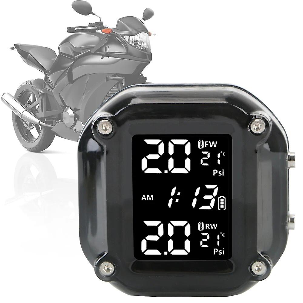 Motor Tire Pressure Monitoring Alarm System Tyre Temperature With 2 External Sensors Motorcycle Tpms Lcd Display