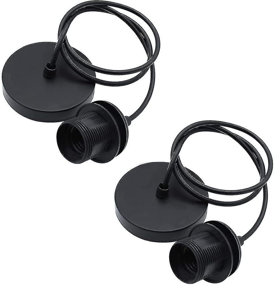 2 piezas E27 Lámpara de cromo negro Rosetón de techo