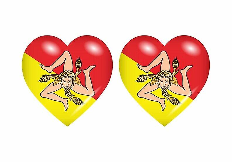 2x Stick sticker flag Sicilian heart