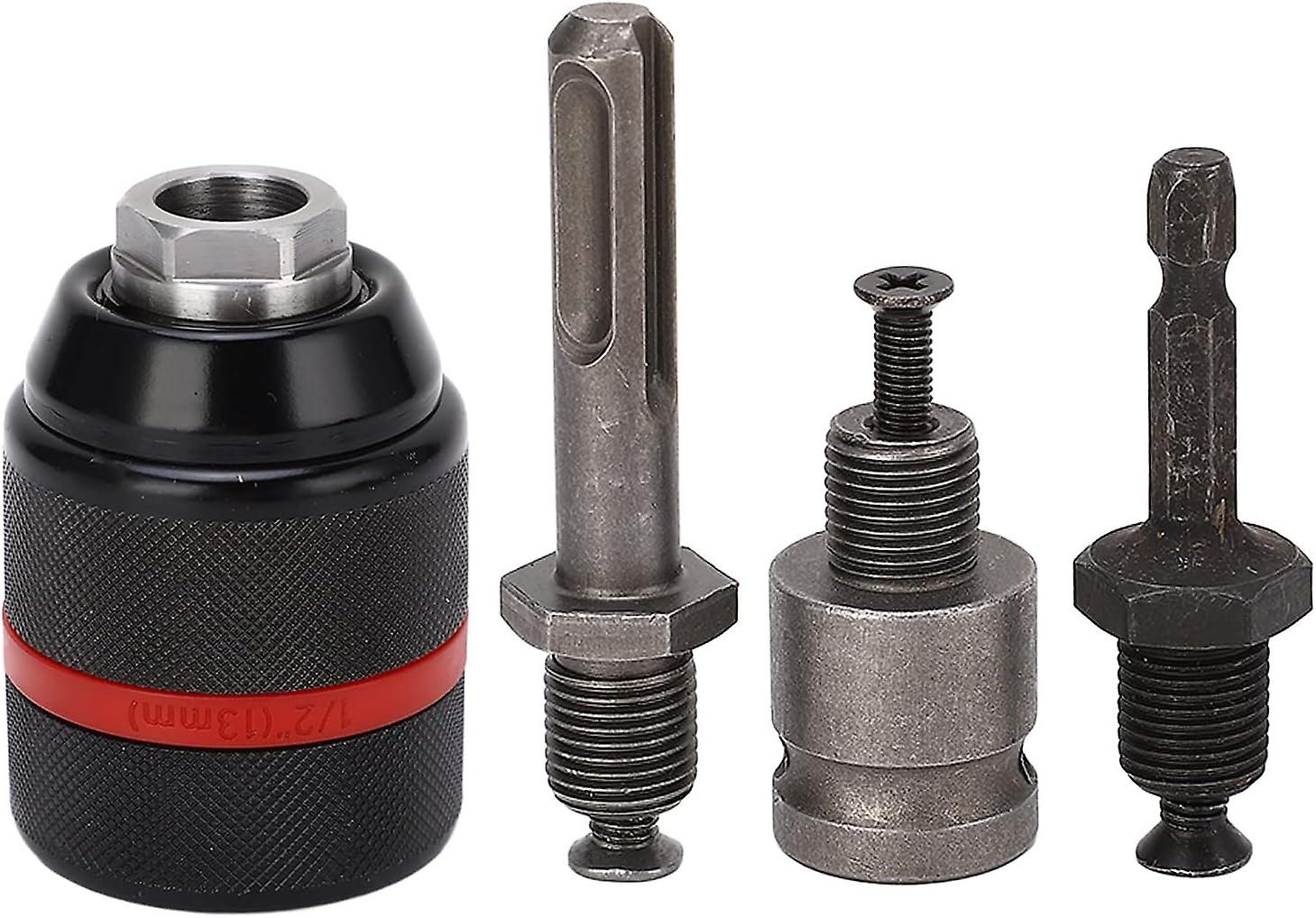 Keyless Drill Chuck, Self Tighten Type Drill Chuck Chuck Conversion Adapter with 3 Rods, 1/2-20UNF M