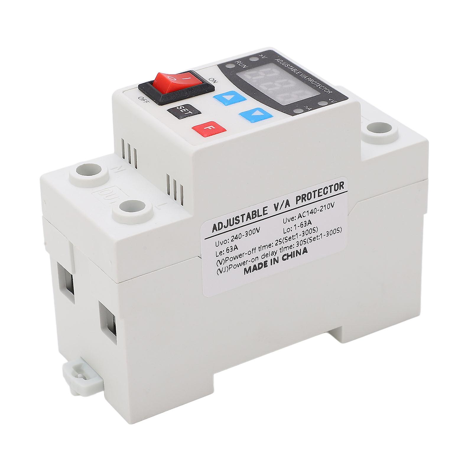 Over Under Voltage Protector Adjustable Digital Display Voltage Current Protective Device Arrester Device 1?63A 240?300V