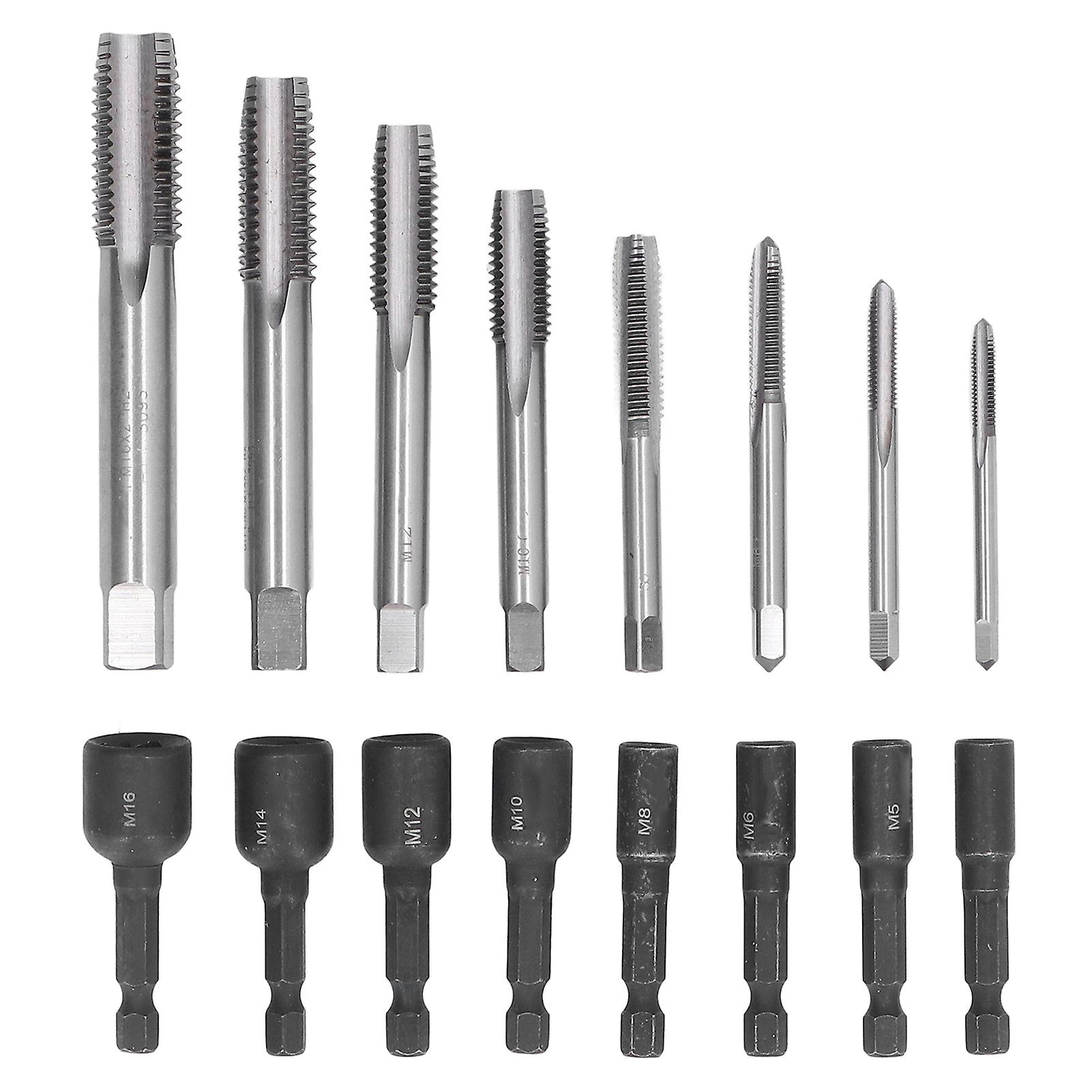 Tap Socket Set, Firm Clamping 16Pcs Professional Wear Resistant 1/4in Hex Shank Tap Socket for Pneumatic Air Screwdriver