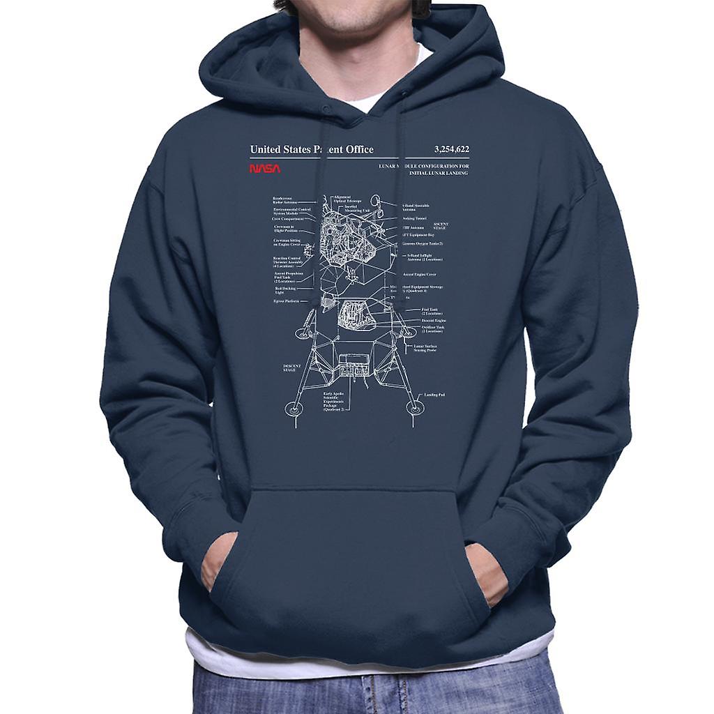 NASA Lunar Module Landing Blueprint Men's Hooded Sweatshirt