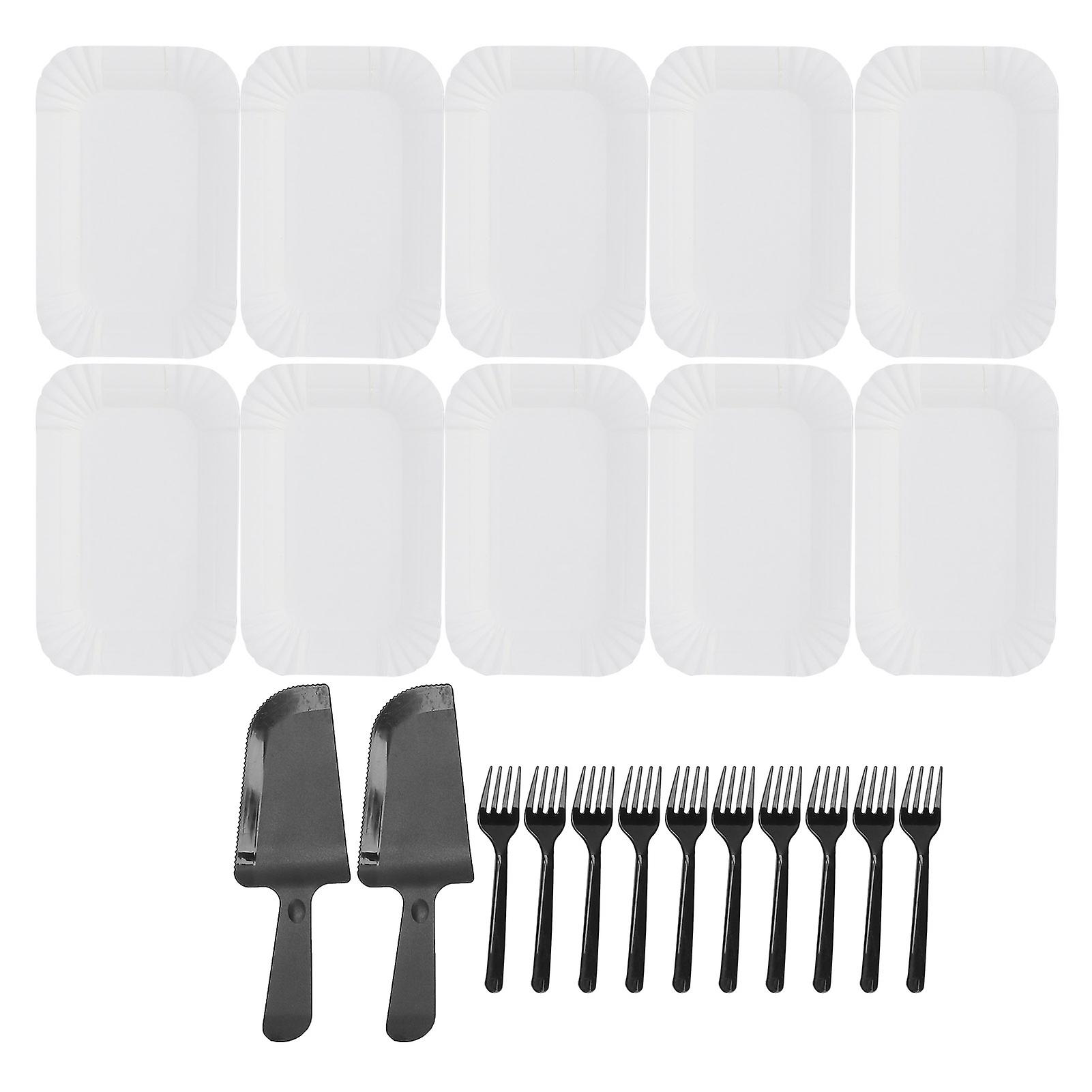 Disposable Cake Tableware Environmentally Friendly Plastic Paper Tray Set for Birthday Party