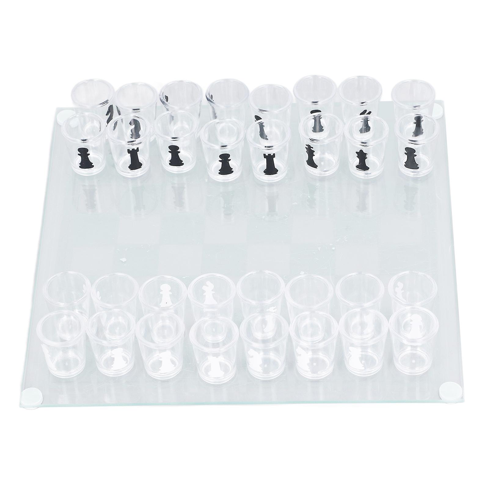 Chess set with shot glass, drinking game, chess board with shot glass chess pieces 22.5 x 22.5 cm