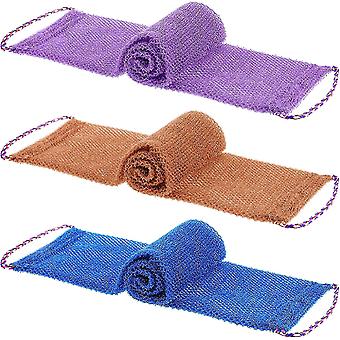 3 Pcs African Bathing Sponges With Ropes African Back Scrubbers African Net Sponge Smoother Long Net Shower (purple, Blue, Coffee)-YUHAO