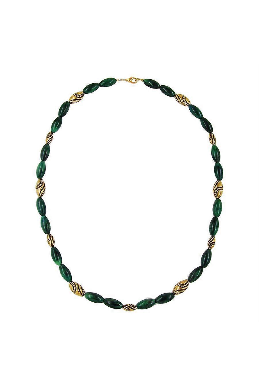 Necklace Beads Green-marbled 60cm - Gl01016