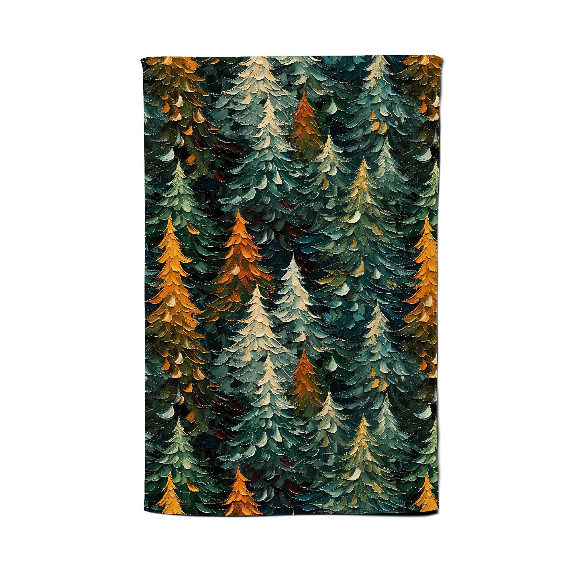 Impasto Style Christmas Trees Tea Towel
