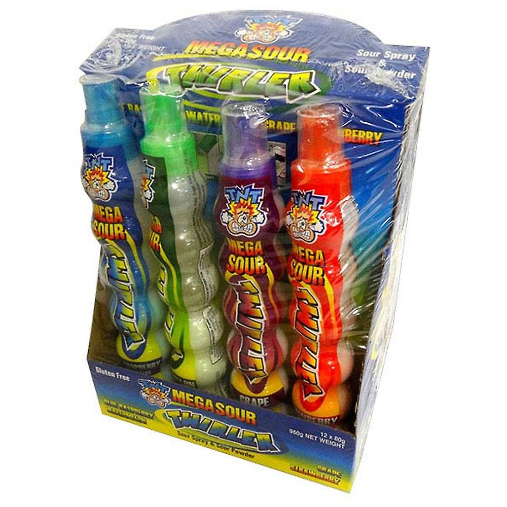 TNT Mega Sour Twirler 12x80g Yummy Gluten Free Simpy Twist Apart the Tube