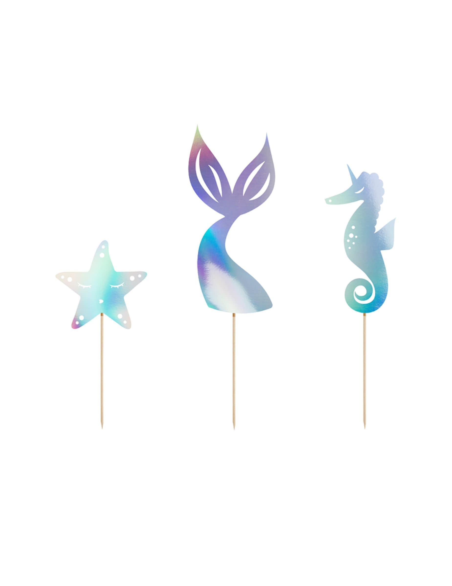 3 Cake topper holographic siren 24.5 cm