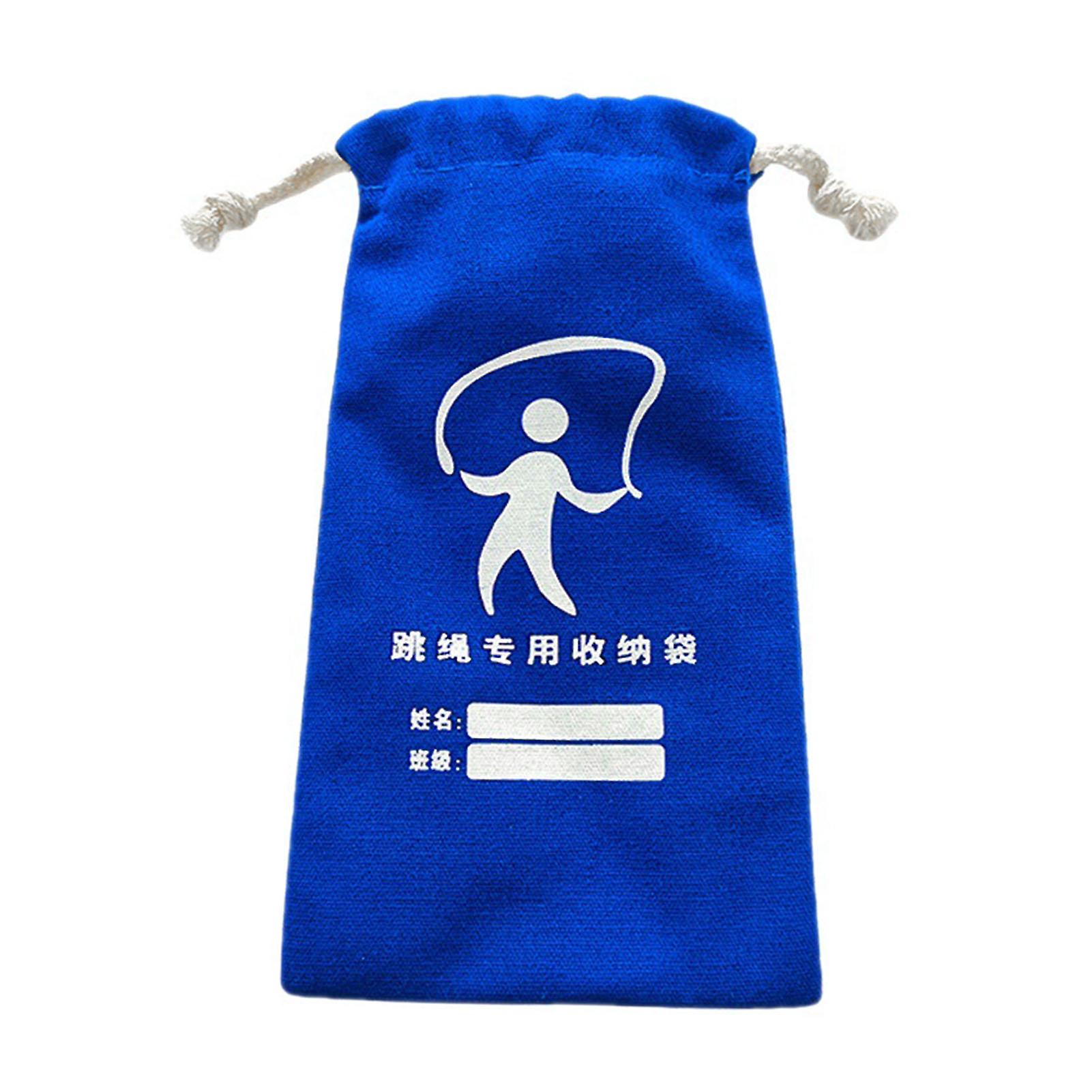 Elementary School Jump Rope Storage Bag Mini Canvas Drawstring Bag Cute Drawstring Pouch Blue