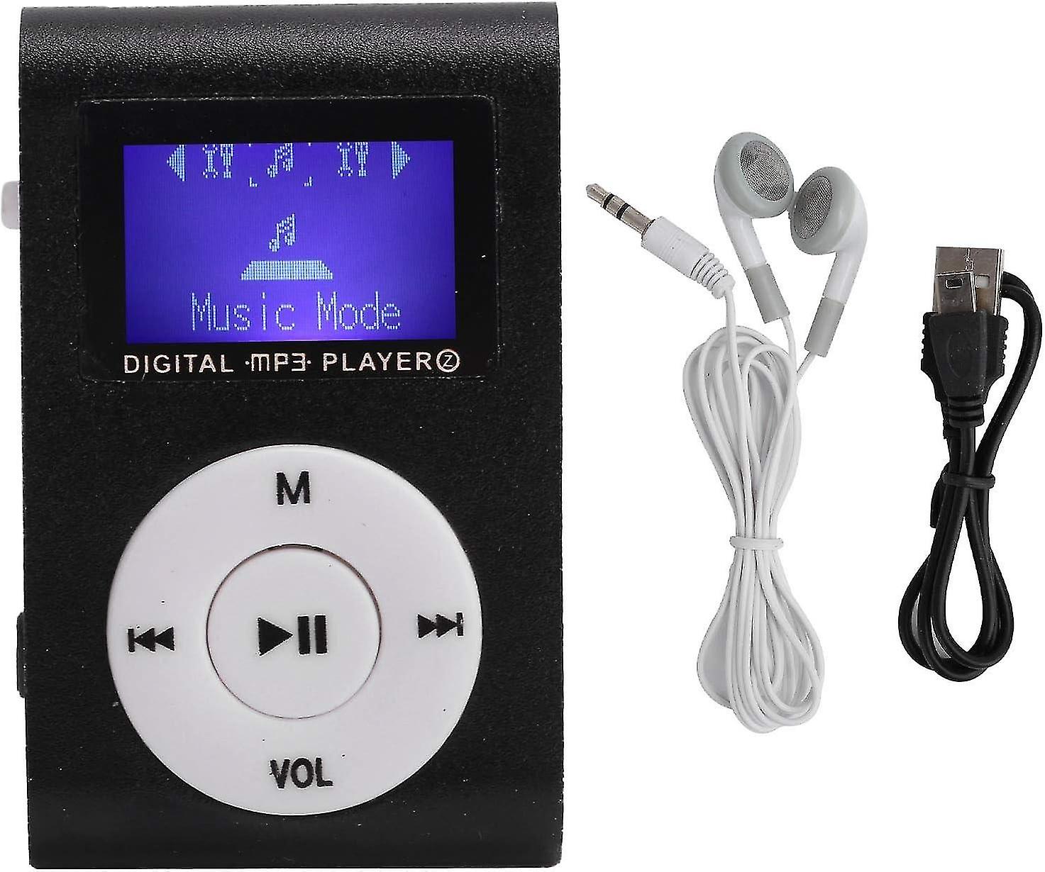 Mini MP3 Music Player,(Black), Mini Portable Sport MP3 Player with Back Clip + LCD Display, Support