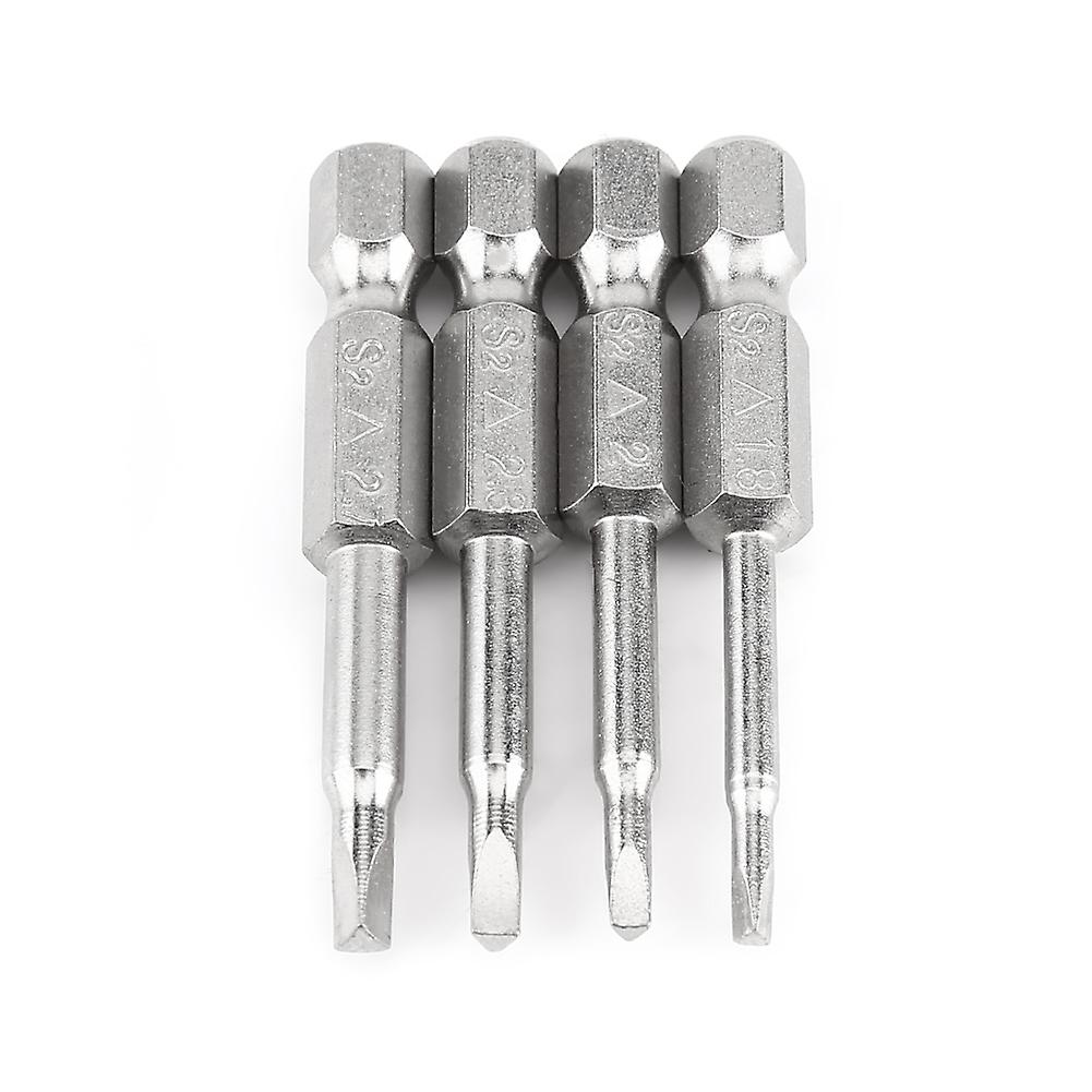 4 x 50mm Triangular Screwdriver Bits, 1/4" Hex Shank, Δ1.8/Δ2.0/Δ2.3/Δ2.7