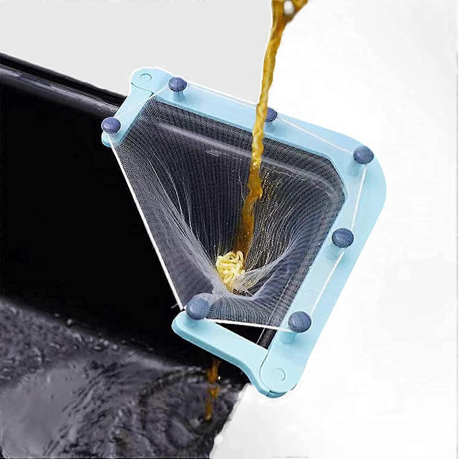 Multifunctional Sink Strainer, Collapsible Triangle Strainer with Filter Bag, Corner Sink Strainer for Kitchen Sink