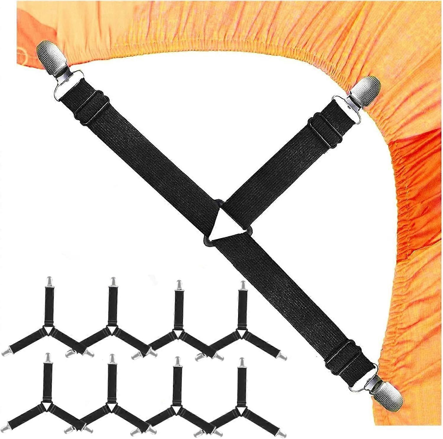 8pcs Bed Sheet Straps - Adjustable Triangle Elastic Fitted Sheet Straps, Mattress Cover, Sofa Cushion