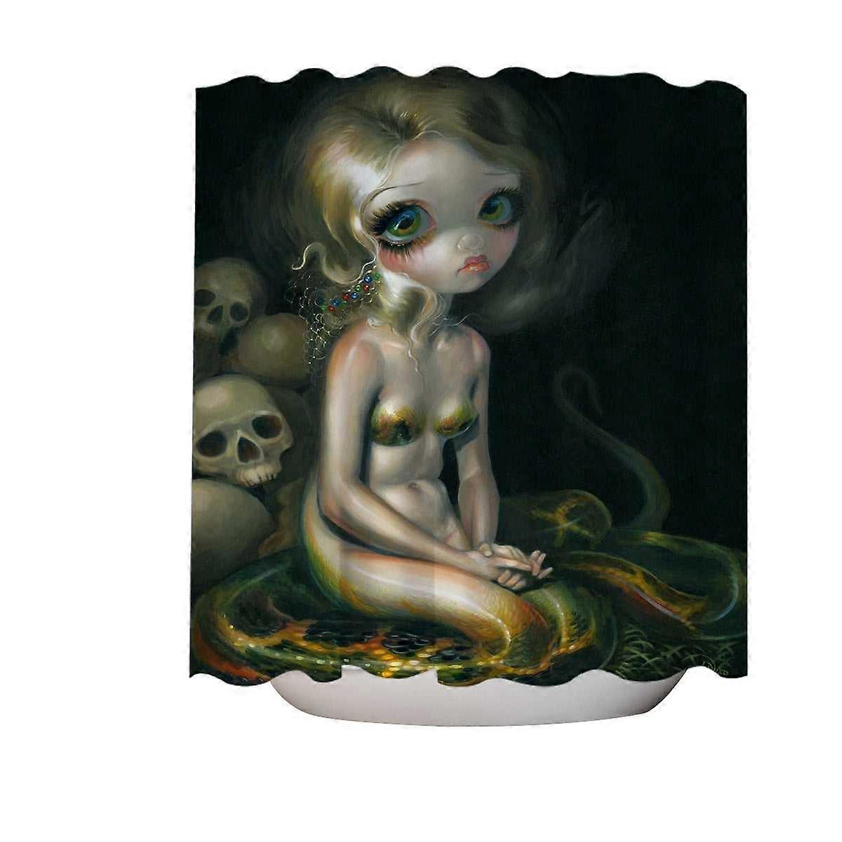 Dark Mythological Art Lamia and Skulls Shower Curtain