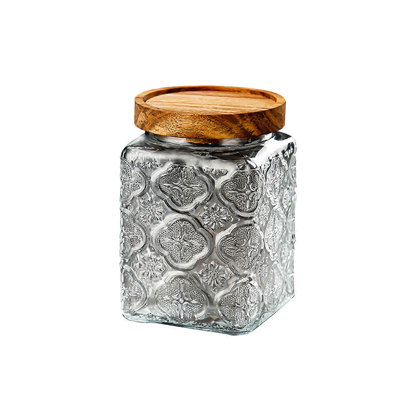 베고니아 유리 항아리, 밀가루 및 설탕 용기, 유리 향신료 항아리, 뚜껑이 있는 유리 항아리, 엠보싱 유리 밀봉 항아리
