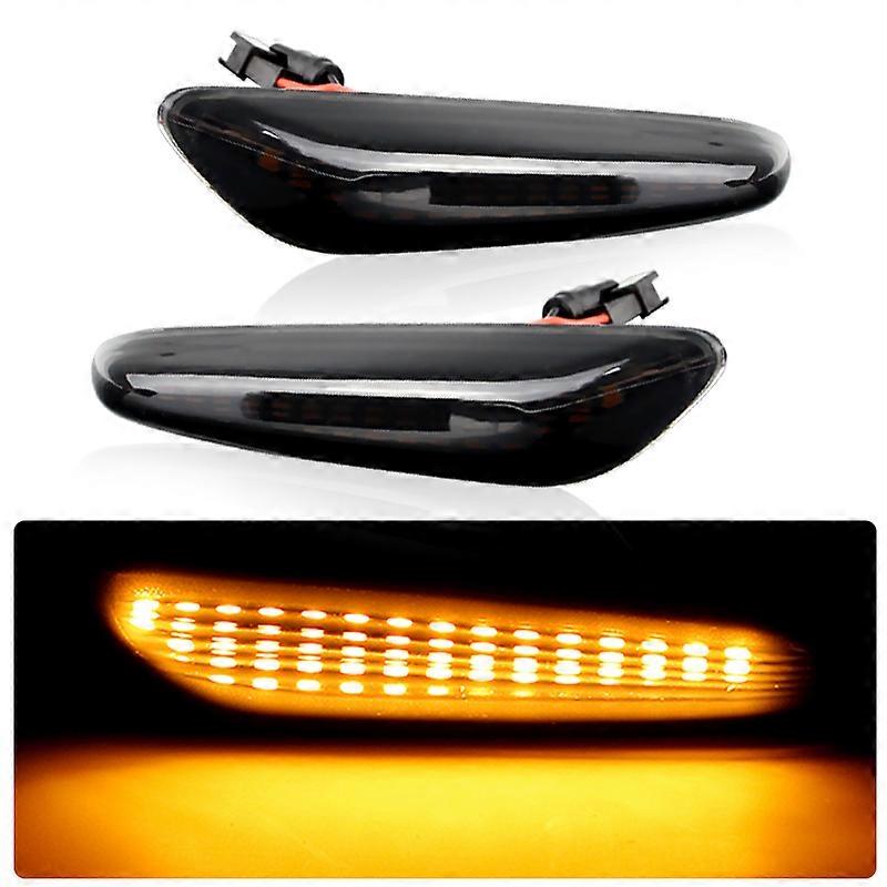 2Pcs LED Side Marker Mirror Indicator Lamp Flowing Water Turn Signal Light Amber For BMW E90 E91 E92 E93 E60 E87 E82 E61 E46