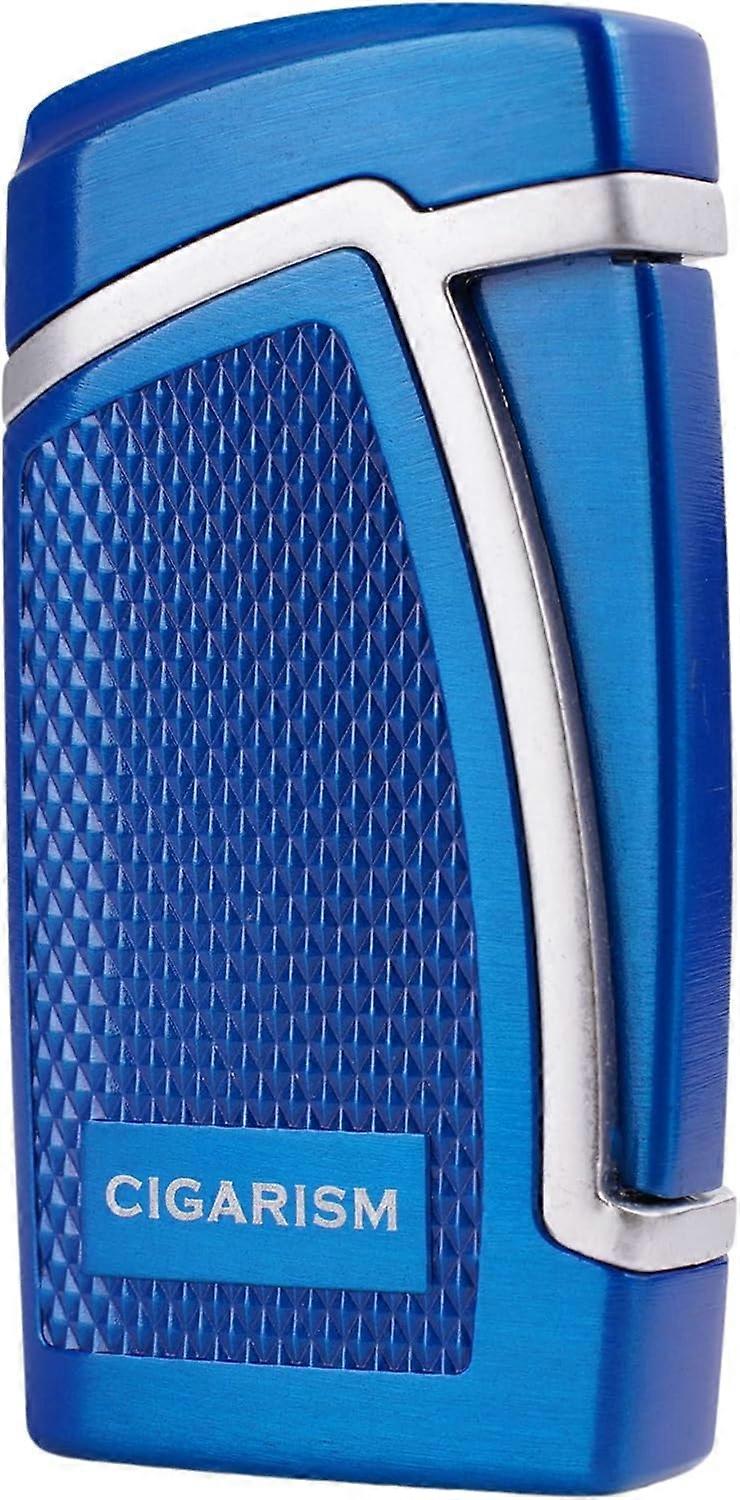 CIGARISM Double Torch Jet Flame Zigarrenanzünder mit Punsch (Blau)