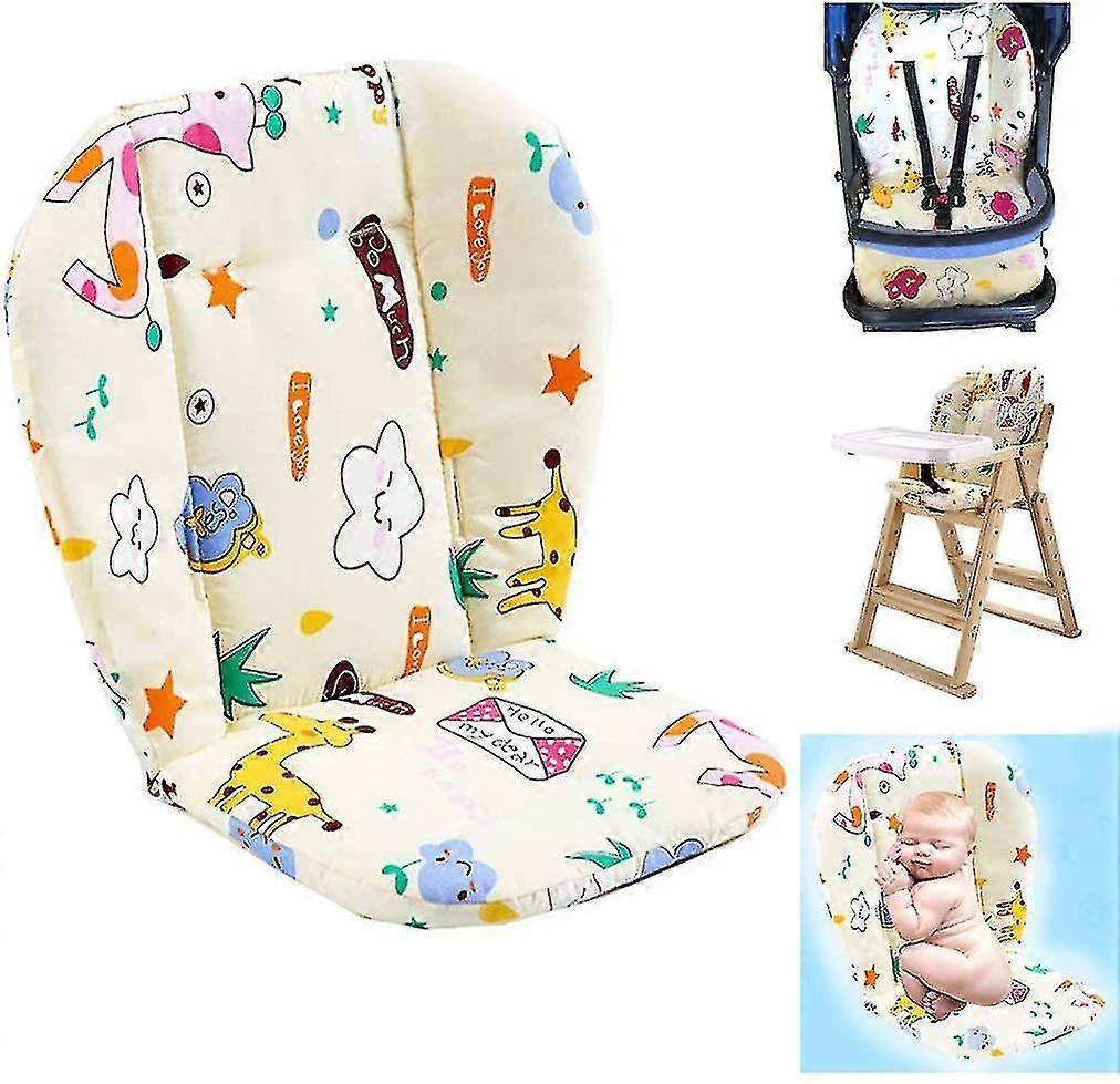ベビーハイチェアクッション, ベビーハイチェア/シートクッション, かわいいハイチェアクッション, アニマルプリント, ソフト両面, 厚手, 通気性 (キリン)