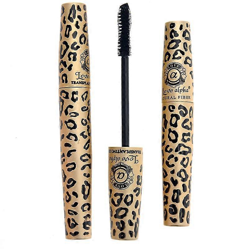 leopard design false lashes endless extension fiber mascara set - 2pcs/set (black)