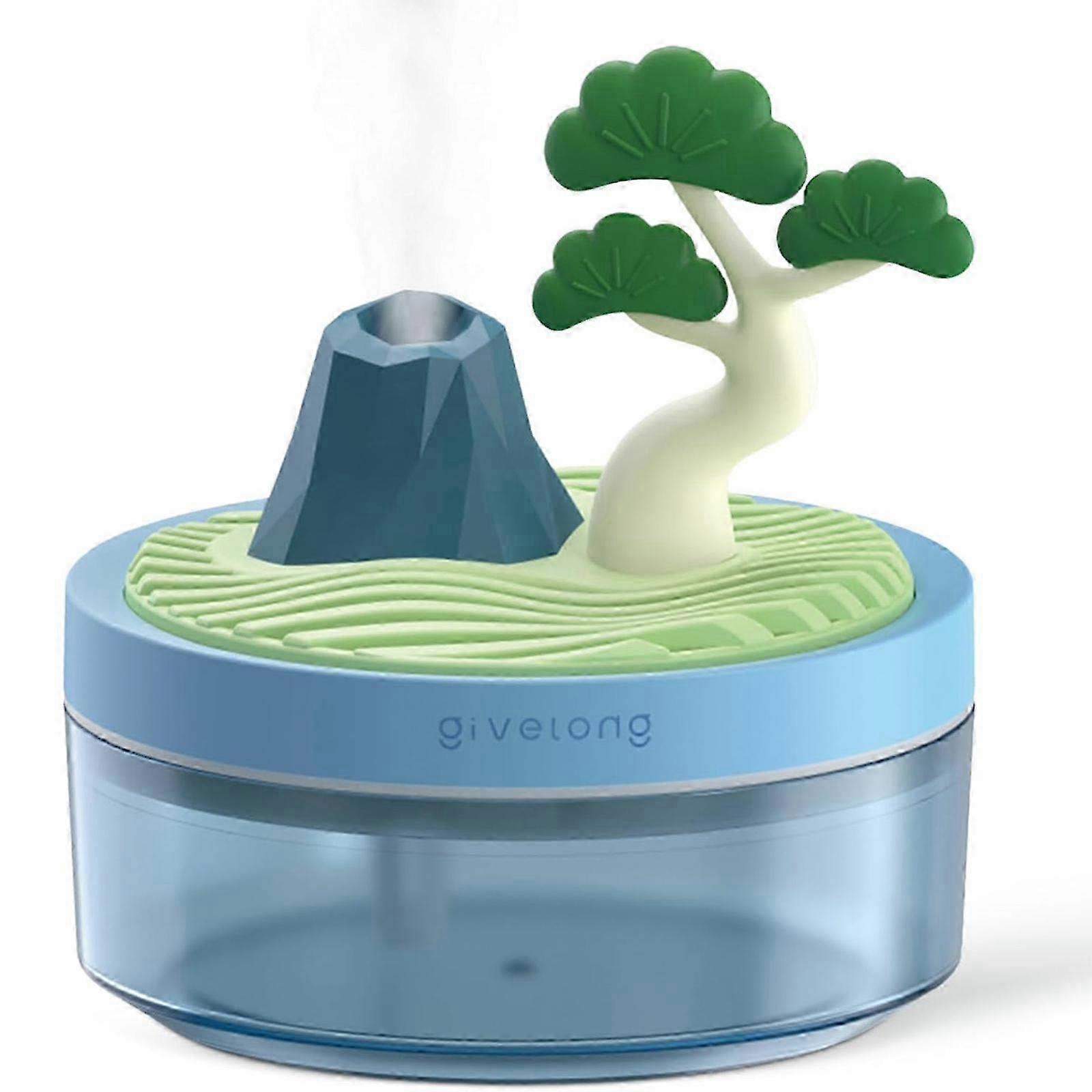 Mini Humidifier Bedroom Quiet Air Humidifier with Landscape Decoration for Nursery Office Bedroom Night Lights, Auto Shut-off, Two Spray