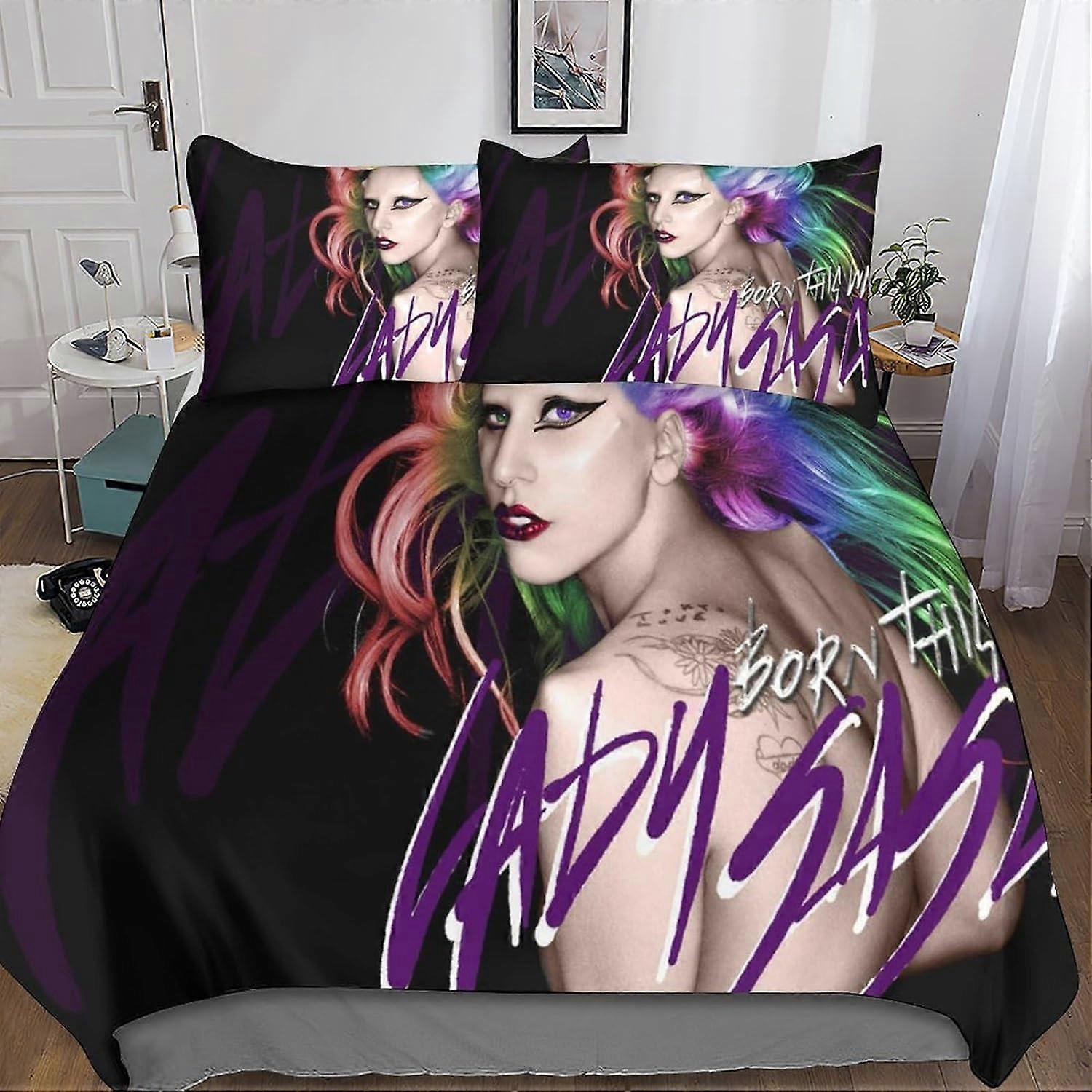 مجموعة فراش ليدي غاغا 3D Star Duvet Cover مع سحاب للإغلاق للفتيات والفتيان والمراهقين ، وغطاء وسادة 3p'c