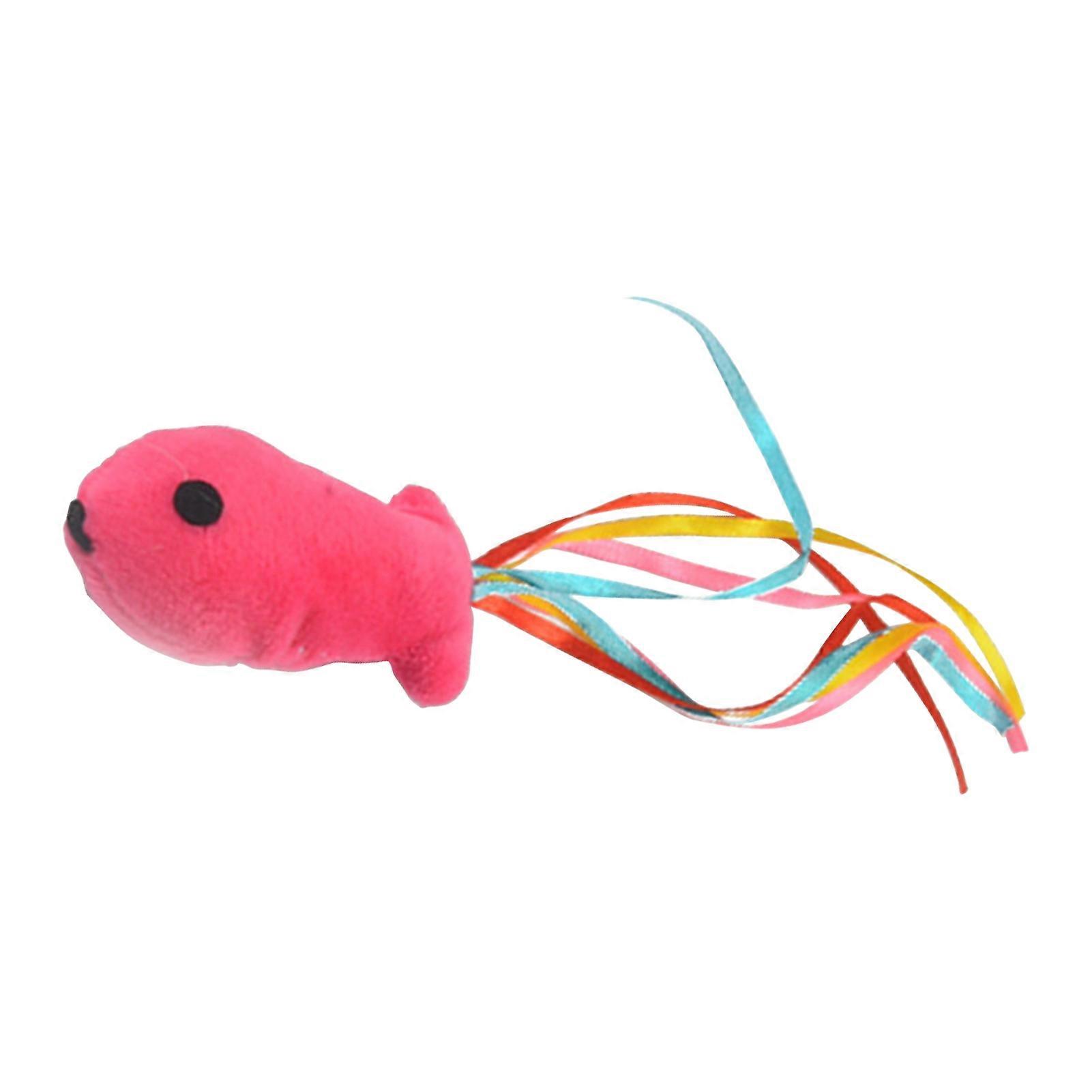 Cat Toy Colorful Ribbon Fish Shape Playing Teaser Pet Interactive Plush Toy for Kitten