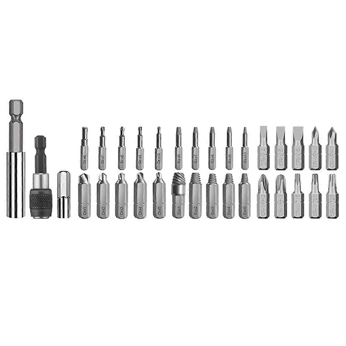 33Pcs Damaged Screw Extractor Kit & Screwdriver Bits Set Easy Out Stripped Screw Bolt Extractor Set