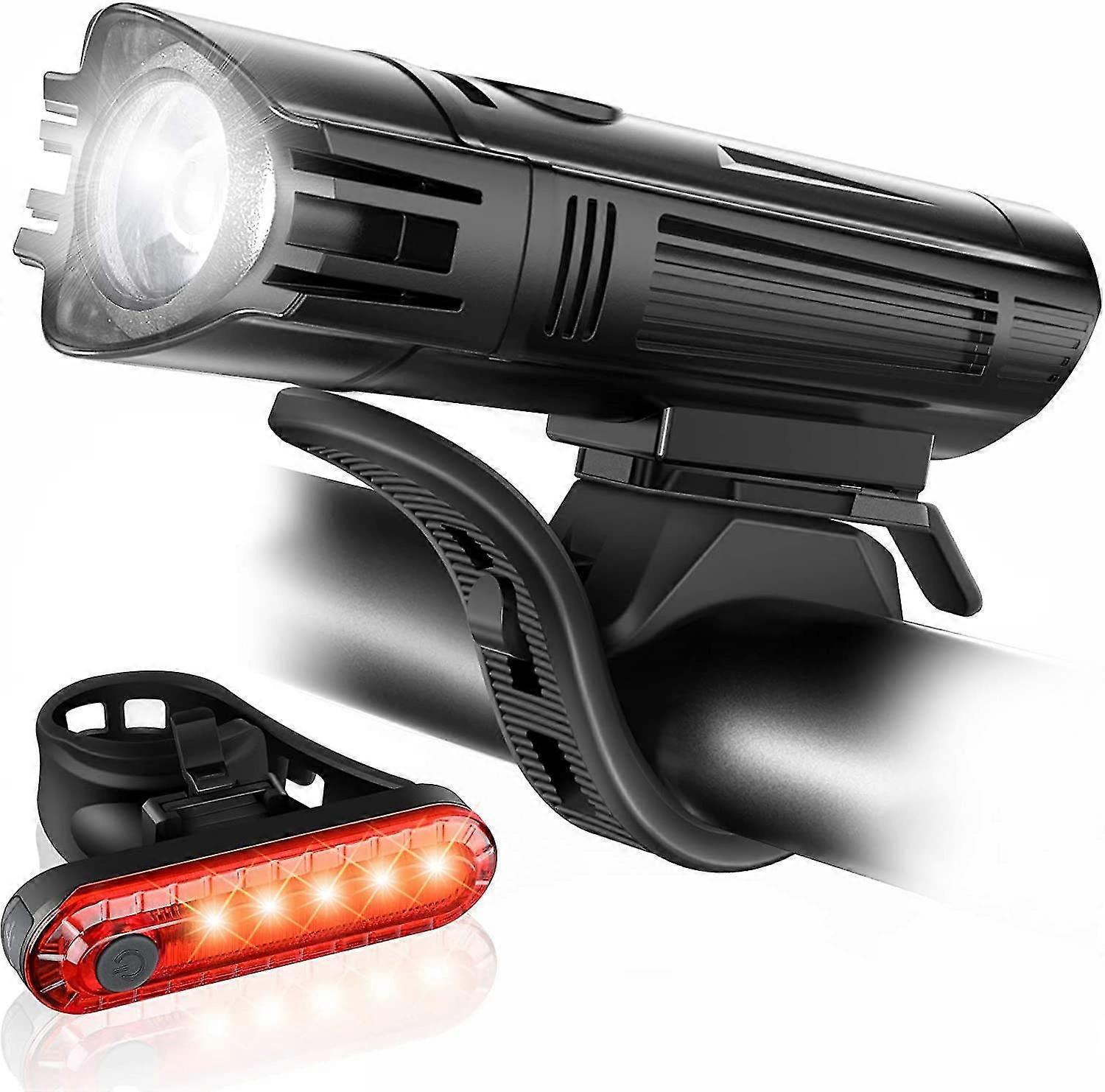 Usb Rechargeable Bicycle Light Headlight Rear Tail Light 4 Light Modes