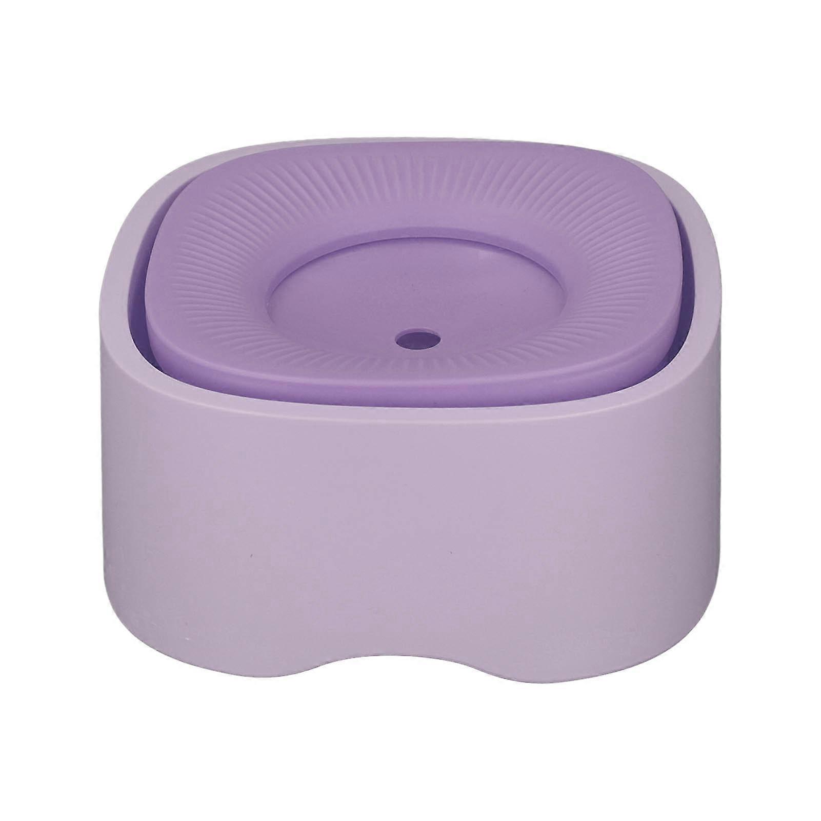 Pet Float Bowl Dog Cat Leak Proof Automatic Floating Water Dispenser Supplies ABS Square Purple