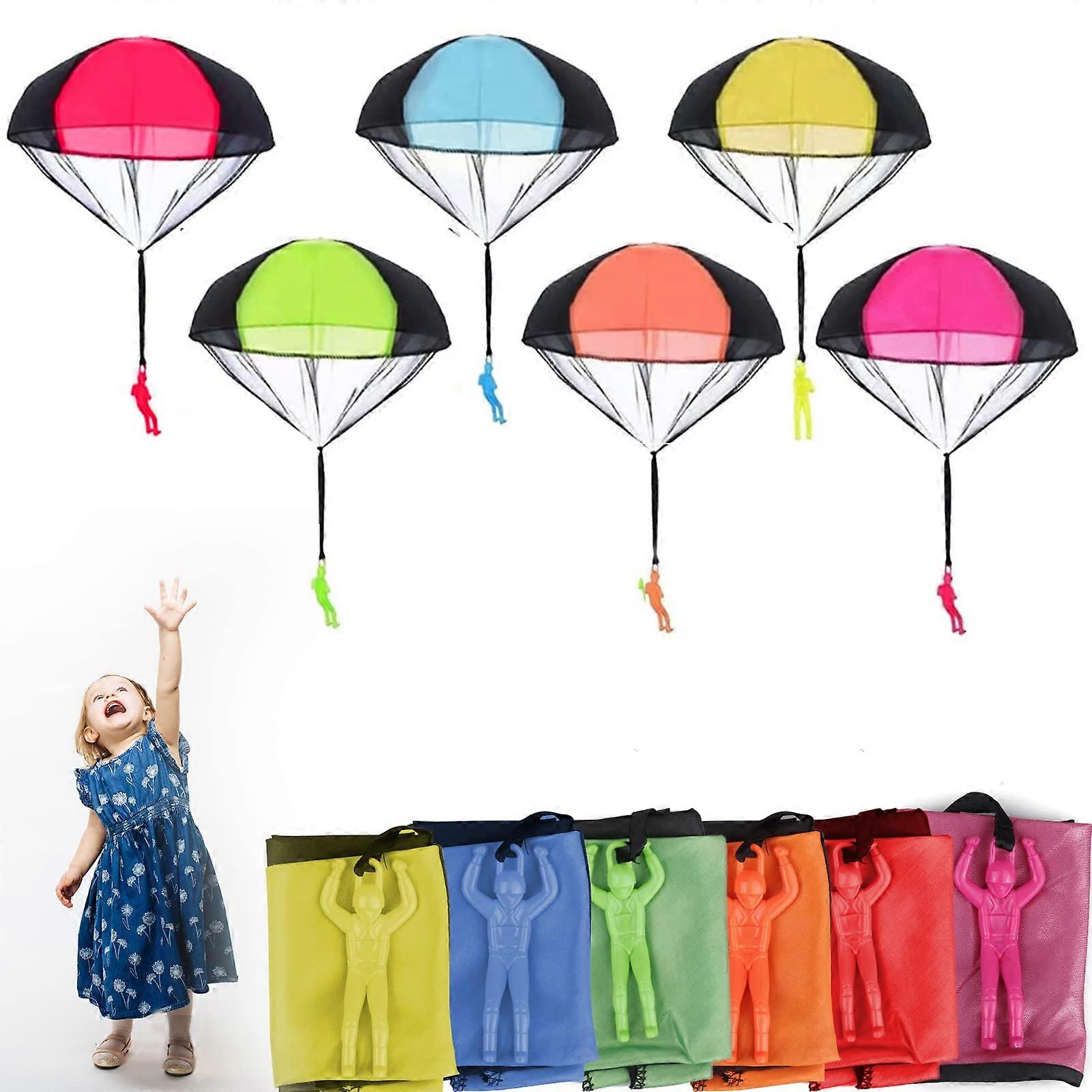 6PCS Hand Throw Parachute Men Set Tangle Free Throwing Parachute Soldiers Toy,Mini Throw Parachute Army Man Multi-Color Skydiver Toy Outdoor Flying Fo