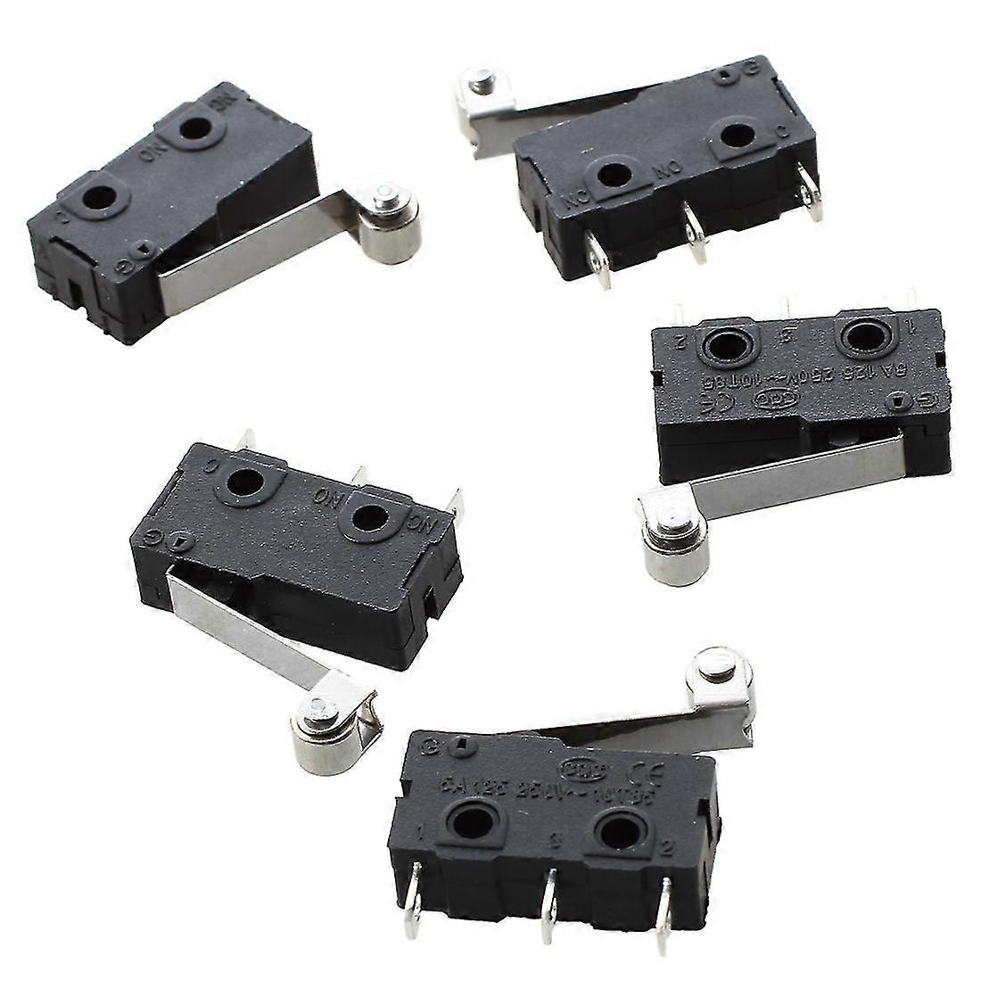 5 Pcs Limit Switch Roller Arm Subminiature Spdt Snap Action Switch Black