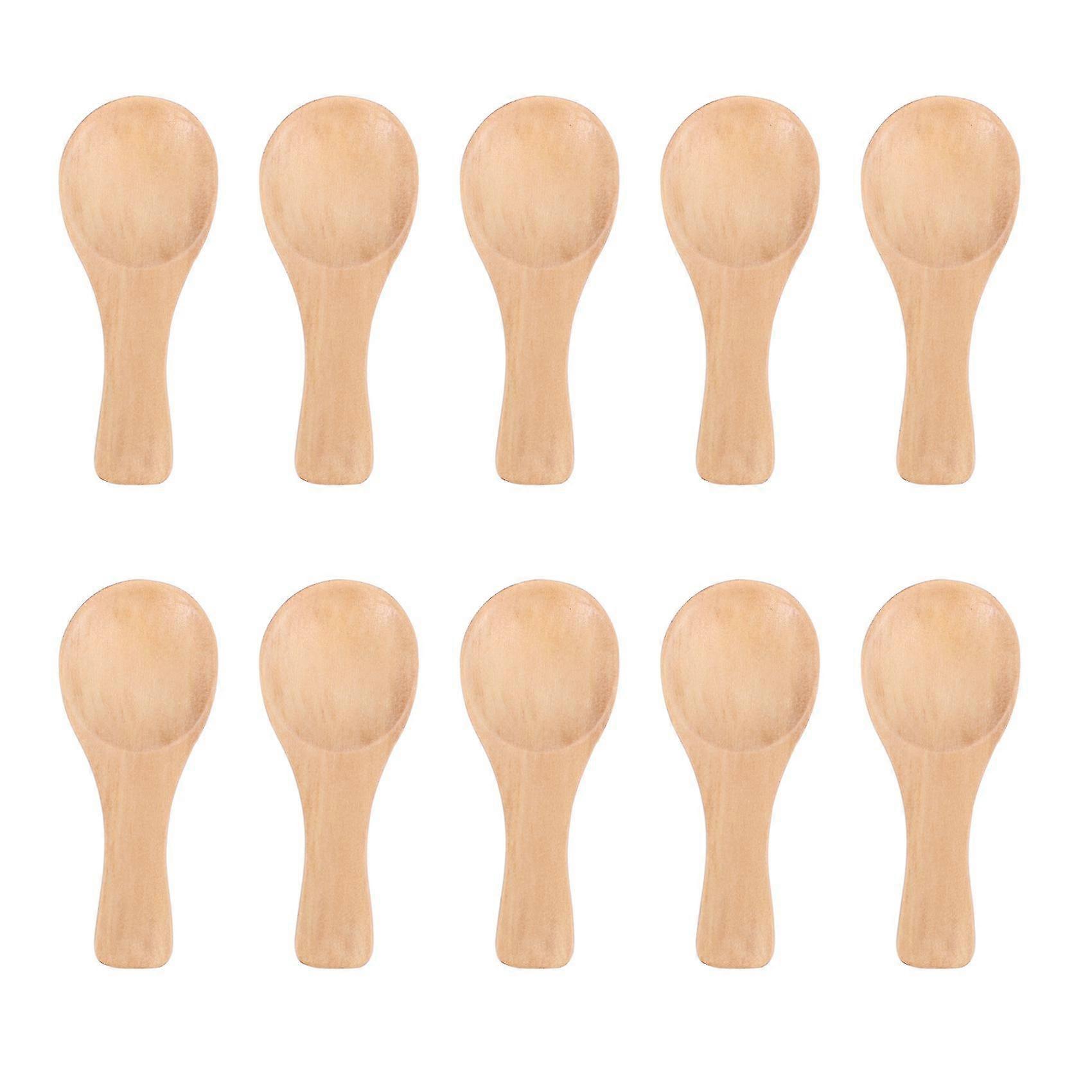 Short Handle 10 Packets Of Small Wooden Spoon, Perfect For Small Jars Of Jam, Spices, Condiments, S